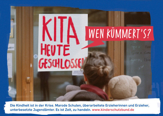 Postkarte: Schild mit "Kita heute geschlossen"